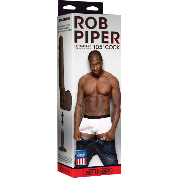 Signature Cocks: Rob Piper, Realistic Ultraskyn Dildo, 27 cm Mörk hudfärg