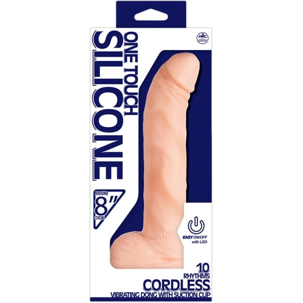 Nanma: One Touch Silicone Dildovibrator, 22 cm Ljus hudfärg