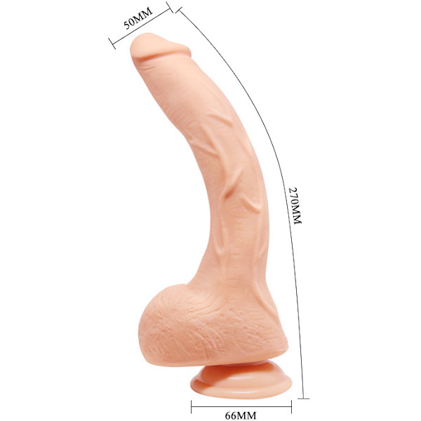 Beautiful Jack: Realistisk Dildo med Sugpropp, 27 cm Ljus hudfärg