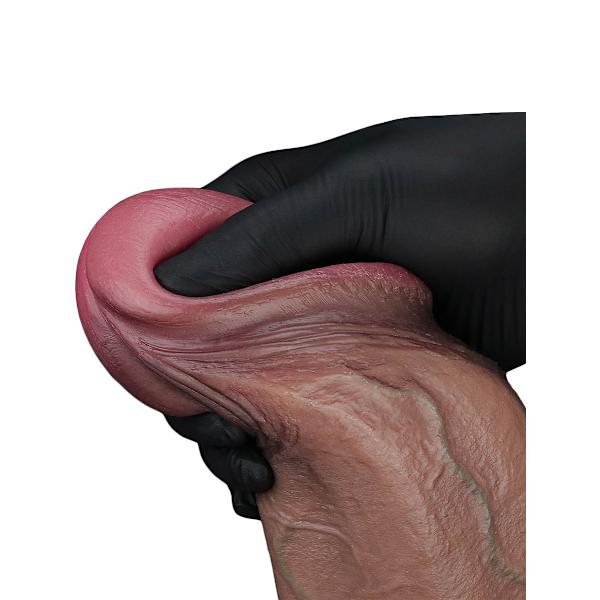 LoveToy: Dual-Layered Silicone XXL Cock, 33 cm, mörk Mörk hudfärg