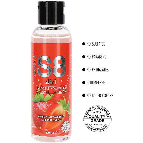 Stimul8: S8 4-in-1 Dessert Lube, Vanilla/Strawberry, 125 ml Transparent