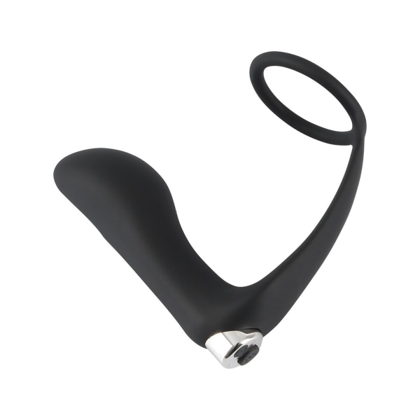 Black Velvets: Vibrating Ring & Plug Silver, Svart