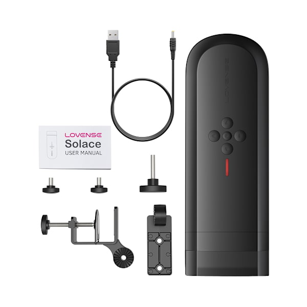 Lovense: Solace, Bluetooth Automatic Thrusting Masturbator Svart, Transparent