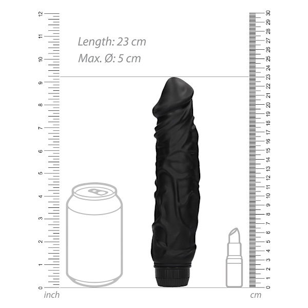 Shots Toys: Realistic Multispeed Vibrator, 23 cm, svart Svart