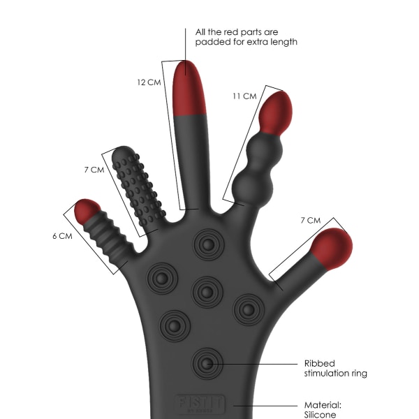Fistit: Silicone Stimulation Glove, black Svart