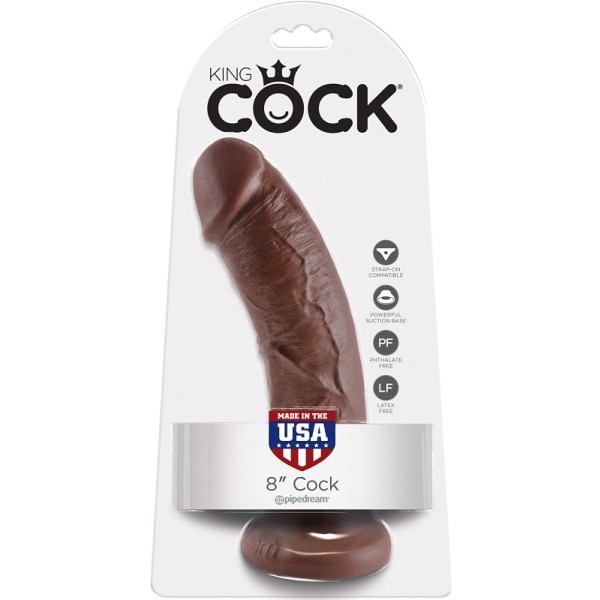 King Cock: Realistisk Dildo, 20 cm, mørk Mörk hudfärg