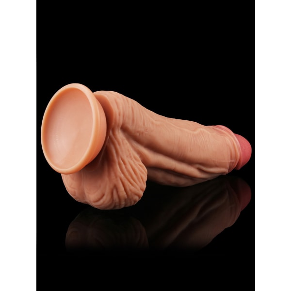 LoveToy: Dual-Layered Silicone Cock, 25 cm, ljus Ljus hudfärg
