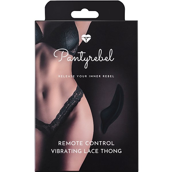 Pantyrebel: Remote Control Vibrating Lace Thong Svart