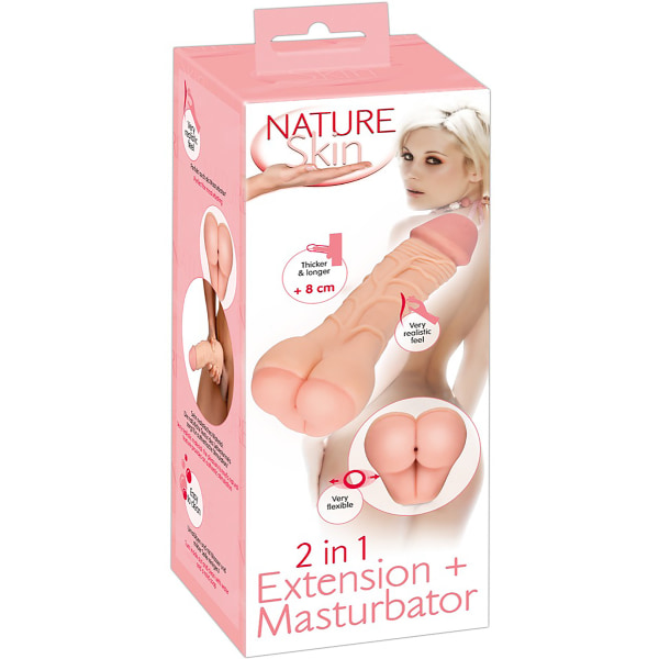 Nature Skin: 2 in 1, Extension + Masturbator Ljus hudfärg