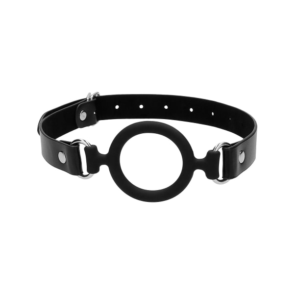Ouch!: Silicone Ring Gag with Leather Straps Svart