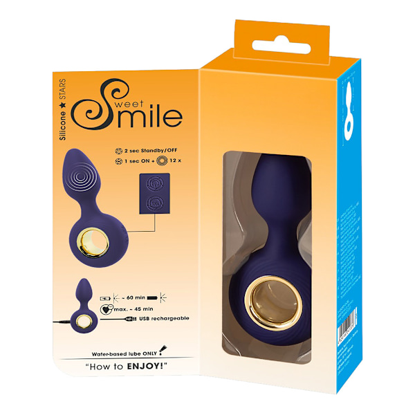 Sweet Smile: Vibrating Butt Plug Blå