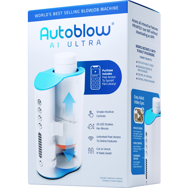 Autoblow: AI Ultra Avsugningsmaskin Blå, Ljus hudfärg, Vit
