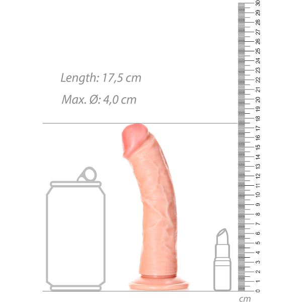 RealRock: Curved Realistic Dildo, 15,5 cm Ljus hudfärg