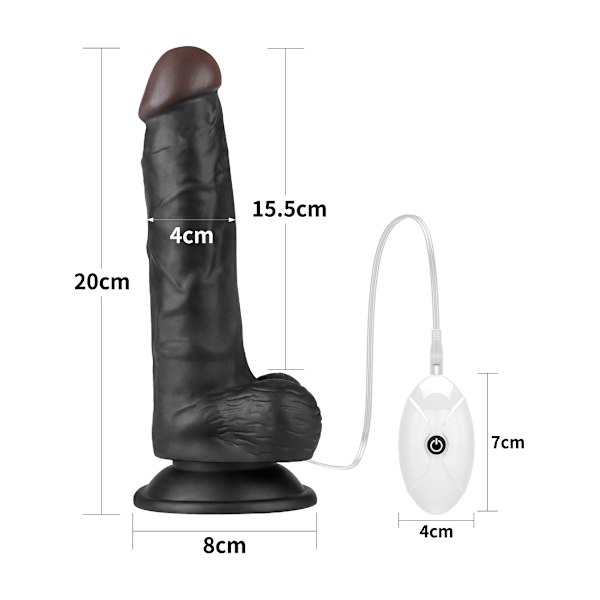 LoveToy: Vibrating Easy StrapOn Set, 20 cm Mörk hudfärg, Svart