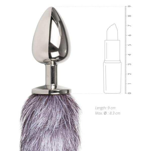 EasyToys: Fox Tail Plug No. 4, large, silver/grå Grå, Silver