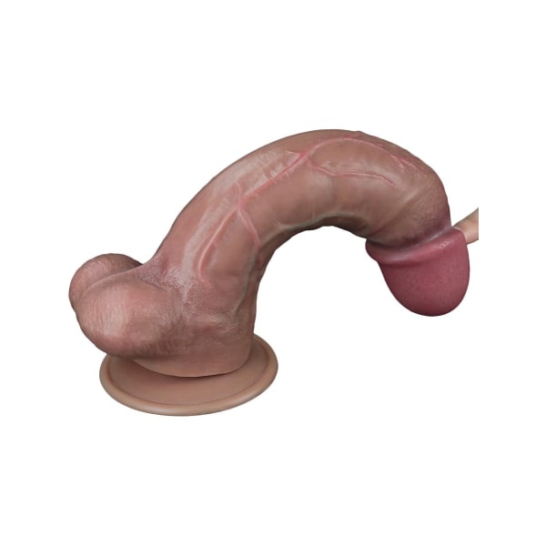LoveToy: Dual-Layered Silicone Cock, 26.5 cm, mörk Mörk hudfärg