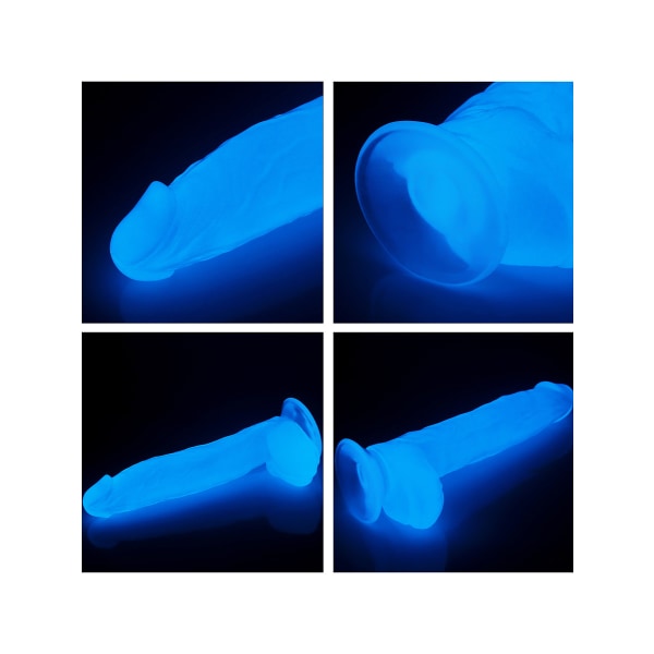 LoveToy: Lumino Play, Glow-In-The-Dark Dildo, 26 cm Självlysande, Transparent