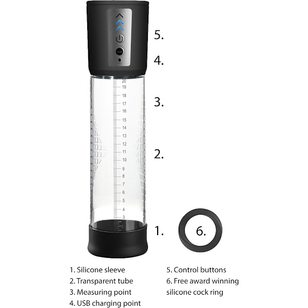 Pumped: Premium Rechargeable Automatic Pump Svart, Transparent