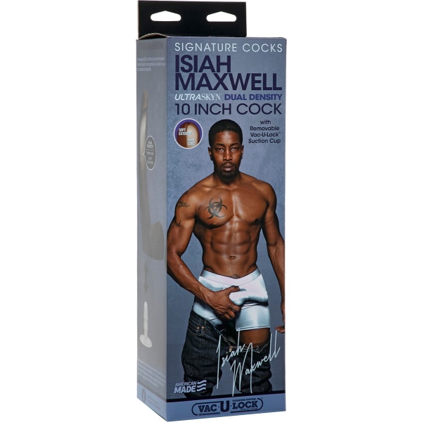 Signature Cocks: Isiah Maxwell, Realistic Ultraskyn Dildo, 26 cm Mörk hudfärg