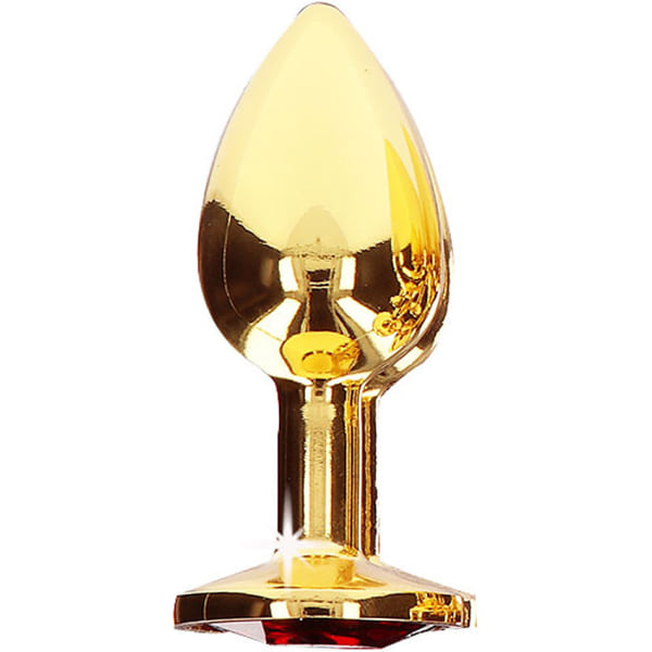 Taboom Luxury: Diamant Juvel Buttplug Guld, Röd Small