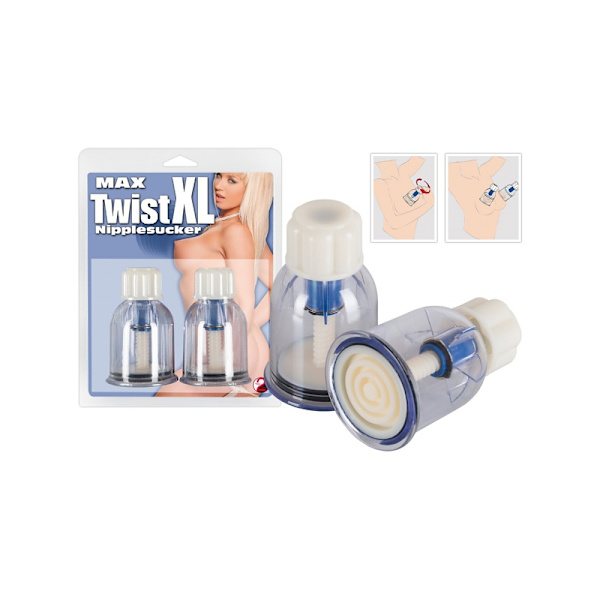 You2Toys: Max Twist XL Nipplesucker Blå, Transparent, Vit