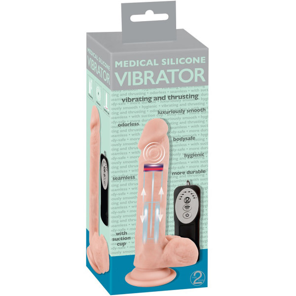 You2Toys: Medical Silicone Vibrator, Vibrating and Thrusting,... Ljus hudfärg