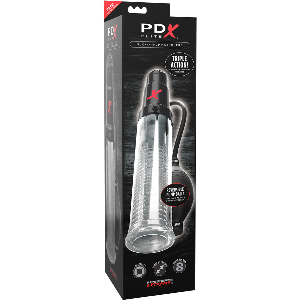 Pipedream PDX Elite: Suck-N-Pump Stroker Svart, Transparent