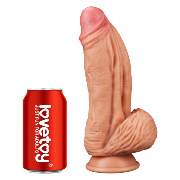 LoveToy: Dual-Layered Silicone Cock, 25 cm, ljus Ljus hudfärg