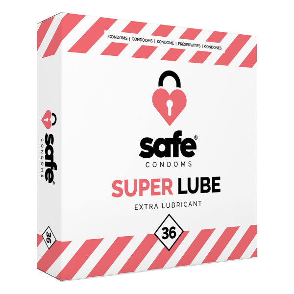 Safe Condomer: Super Lube, Ekstra Smøremiddel, 36-pak Transparent