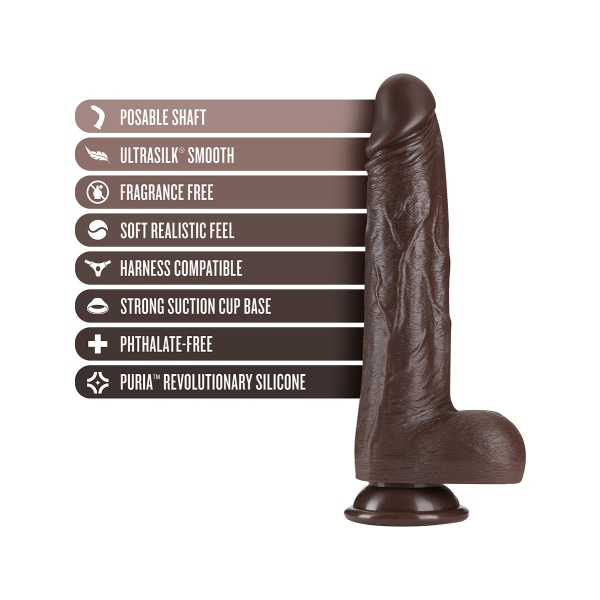 Dr. Skin Silicone: Dr. Murphy Thrusting & Gyrating Dildo, 22 cm Mörk hudfärg