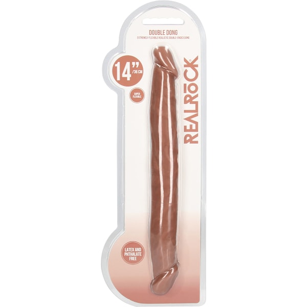 RealRock Skin: Double Dong, 36 cm, brun Brun