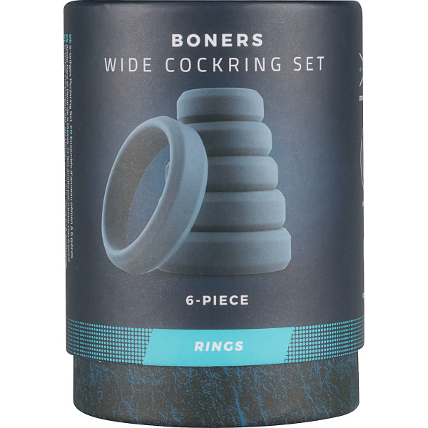 Boners: Wide Cockring Set Grå 6 ringar