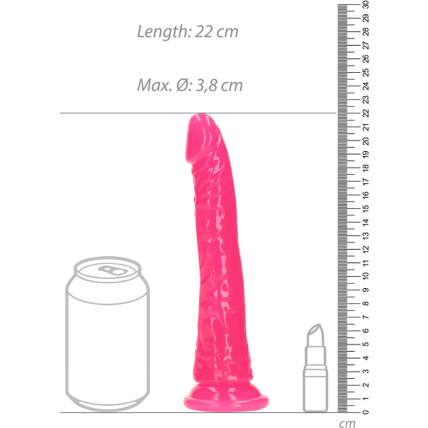 RealRock: Glow in the Dark Realistisk Dildo, 20 cm Rosa