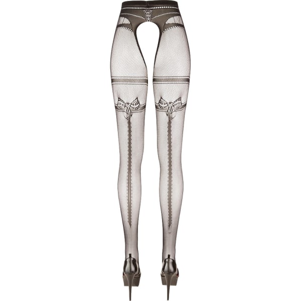 Cottelli Legwear: Suspender Tights, L/XL Svart L/XL