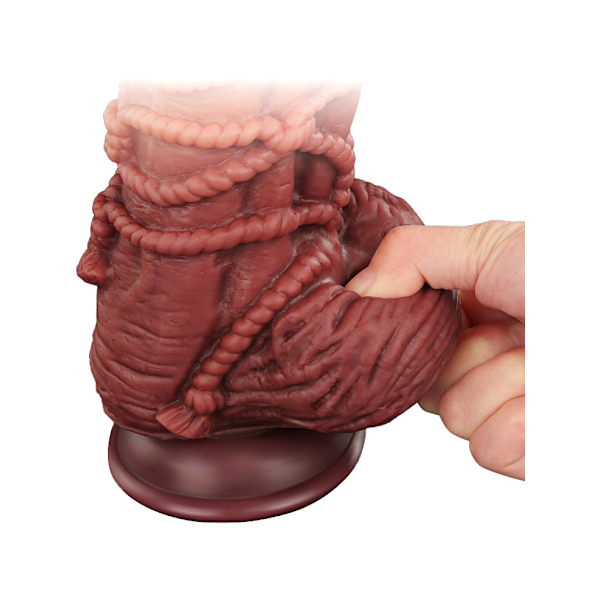 LoveToy: Dual-layered Silicone Cock with Rope, 24 cm Ljus hudfärg, Mörk hudfärg