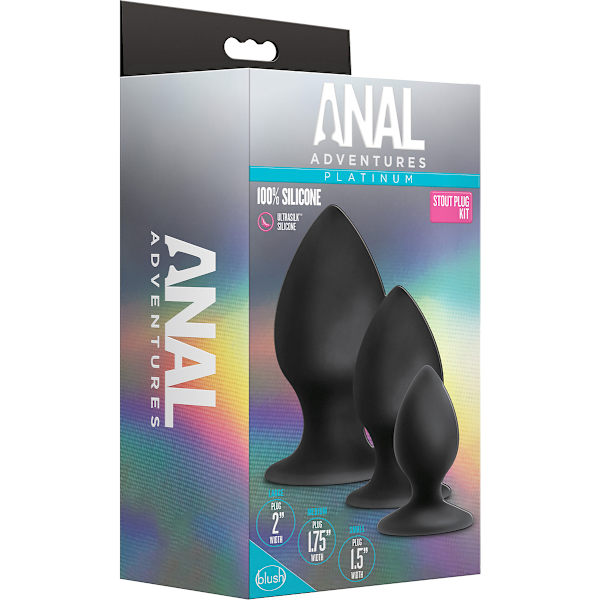 Anal Adventures: Platinum Stout Plug Kit Svart