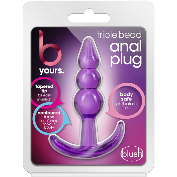 B Yours: Triple Bead Anal Plug, purple Lila