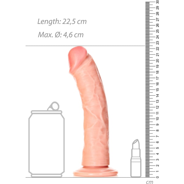 RealRock: Kaareva realistinen dildo, 20,5 cm Ljus hudfärg