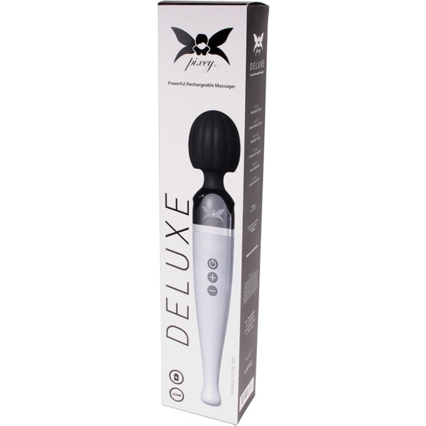 Pixey: Deluxe Rechargeable Wand Silver, Svart