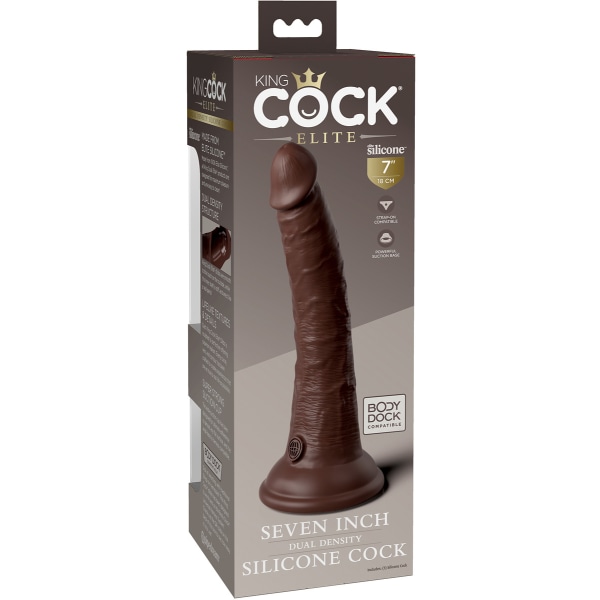 King Cock Elite: Dual Density Silicone Cock Mörk hudfärg 21 cm