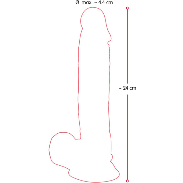 Nature Skin: Bendable Realistic Dildo, 24 cm Ljus hudfärg