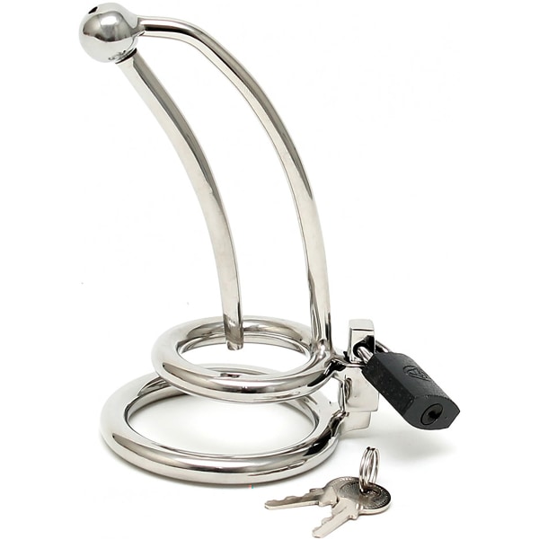 Rimba: Penis Lock with Curved Urethral Tube Silver