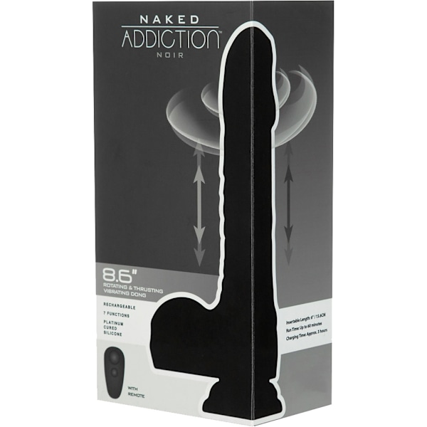 Naked Addiction: Rotating & Thrusting Vibrating Dong, 23 cm Svart