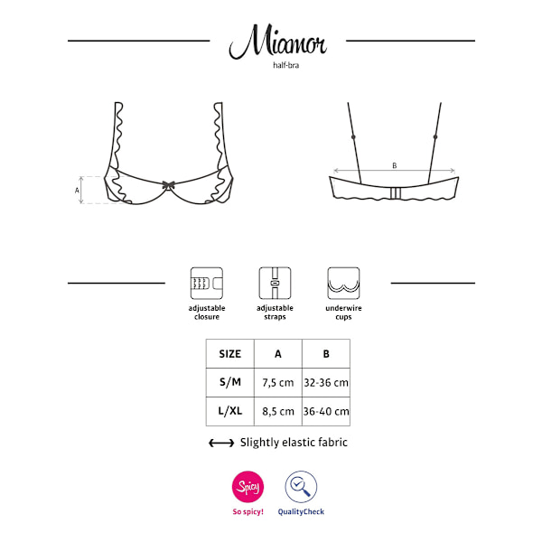 Obsessive: Miamor, Underwire Half-bra, svart Svart S/M