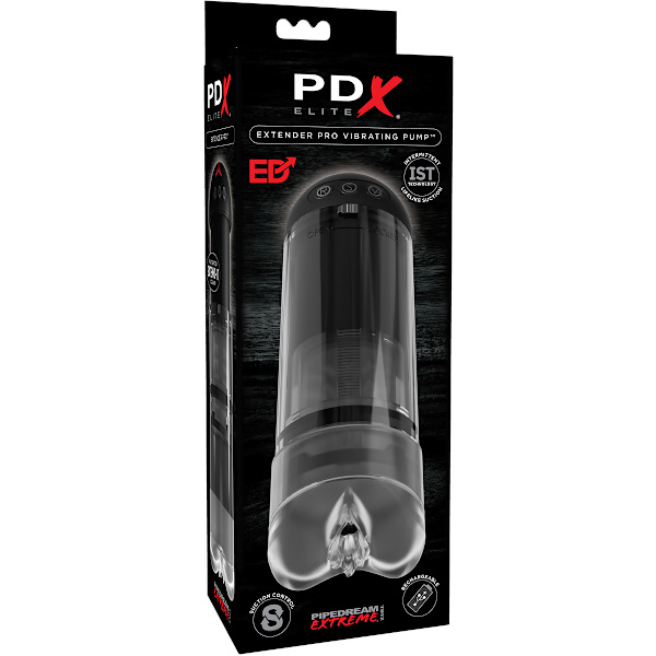 Pipedream PDX Elite: Extender Vibrating Pump Svart, Transparent