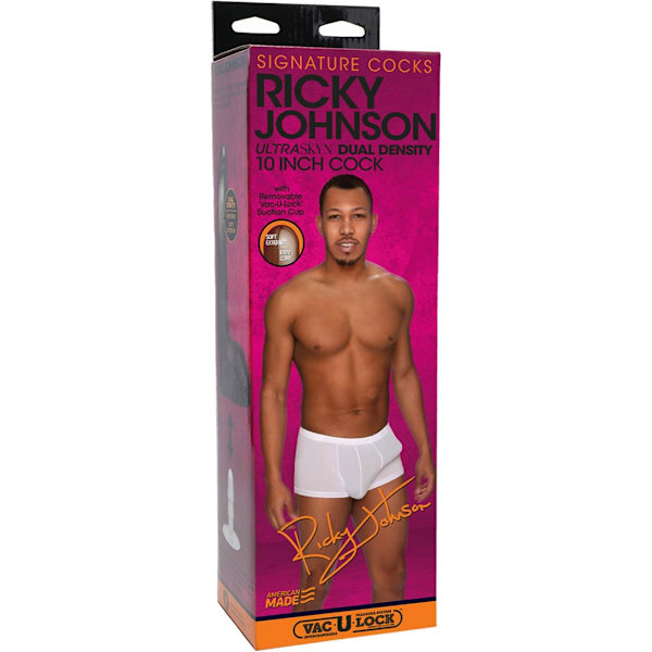 Signature Cocks: Ricky Johnson, Realistic Ultraskyn Dildo, 26 cm Mörk hudfärg