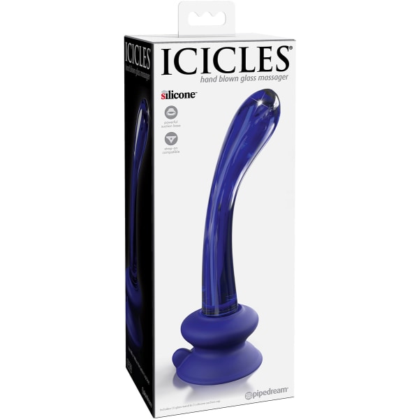 Icicles: No. 89 Glassdildo with Suction Cup, blue Blå