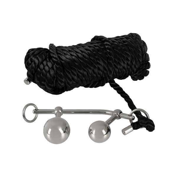 You2Toys: Bondage Plugs with 10m Rope Silver, Svart