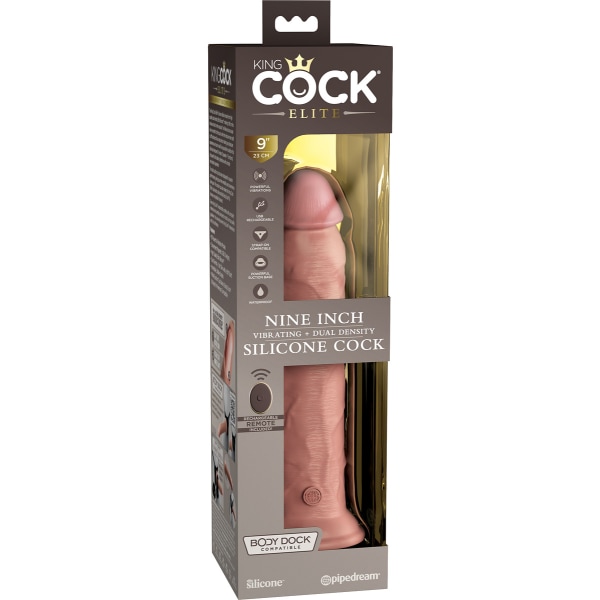 King Cock Elite: Dual Density Silicone Vibrating Cock Ljus hudfärg 25 cm