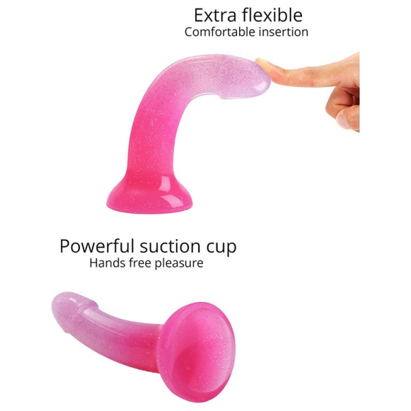 Love to Love: Dildolls Sunrise, Dildo with Suction Cup, 18 cm Glittrig, Rosa
